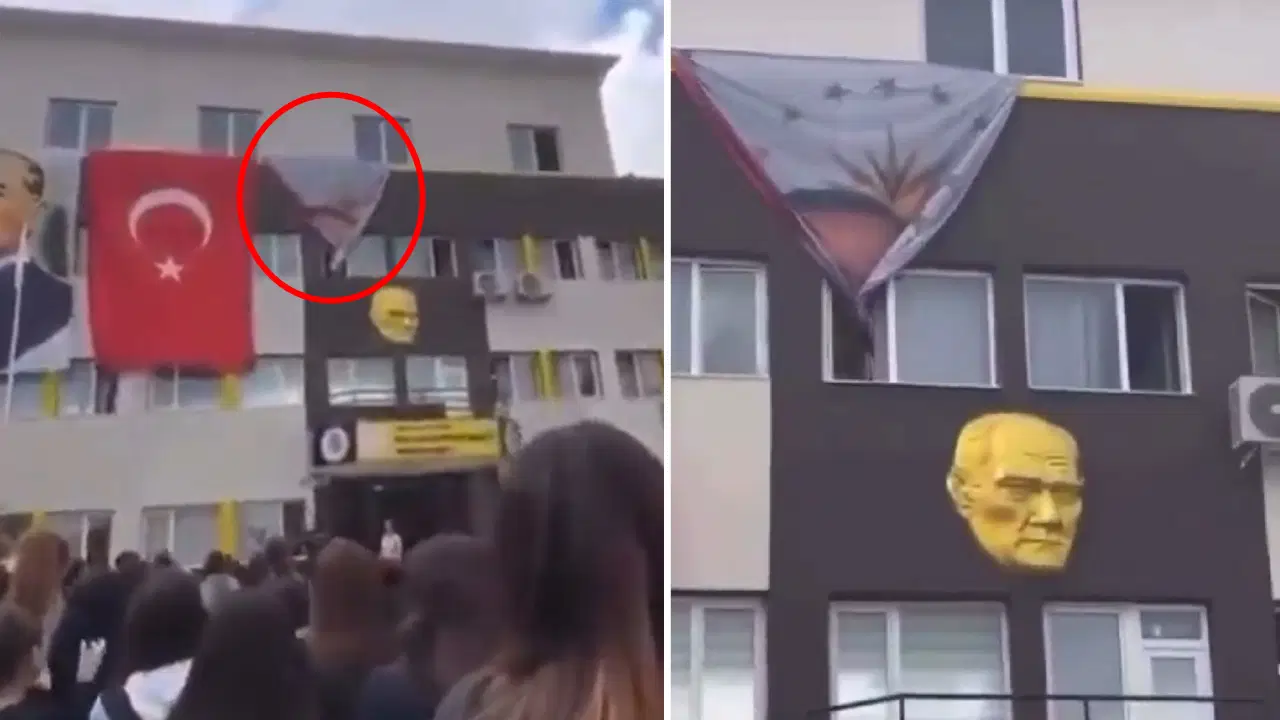 antalya bileydi anadolu lisesi ogrencilerinden erdogan posteri tepkisi alkislarla protesto ettiler PRDvP2mF.jpg